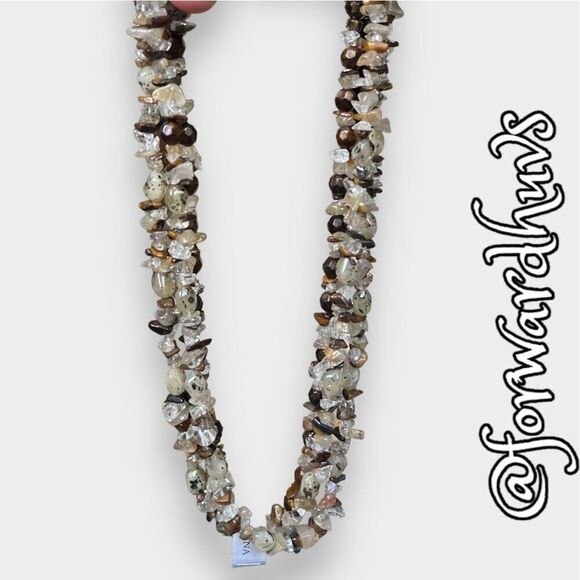 3 Strand Polished Chip Necklace | Quartz & Unidentified Stones | New - Picture 8 of 9